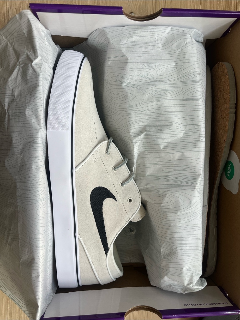 Nike Men’s Off-White Suede Sneakers with Black Swoosh